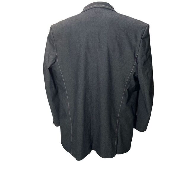 VTG Mecca Gray 3 Button Suit Jacket Tan Piping Sz 52L 48” W Italian Inspired - Picture 2 of 7